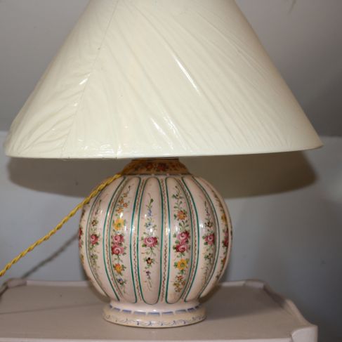 Lampe 19ème, en porcelaine décorée